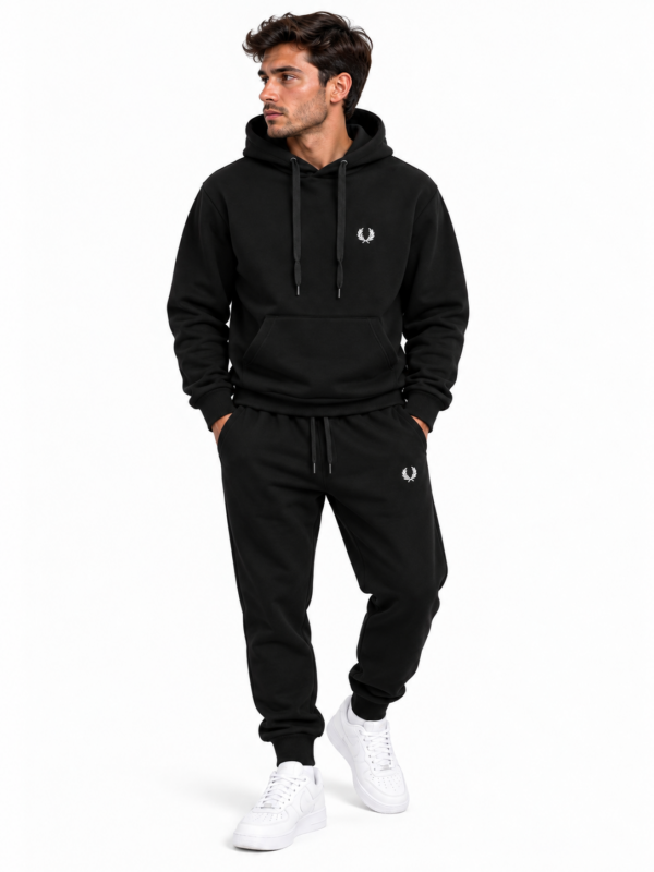 Fred Perry - Black - Traksuit - Fleece - Hoodie - Κεντημένο/Ανάγλυφο