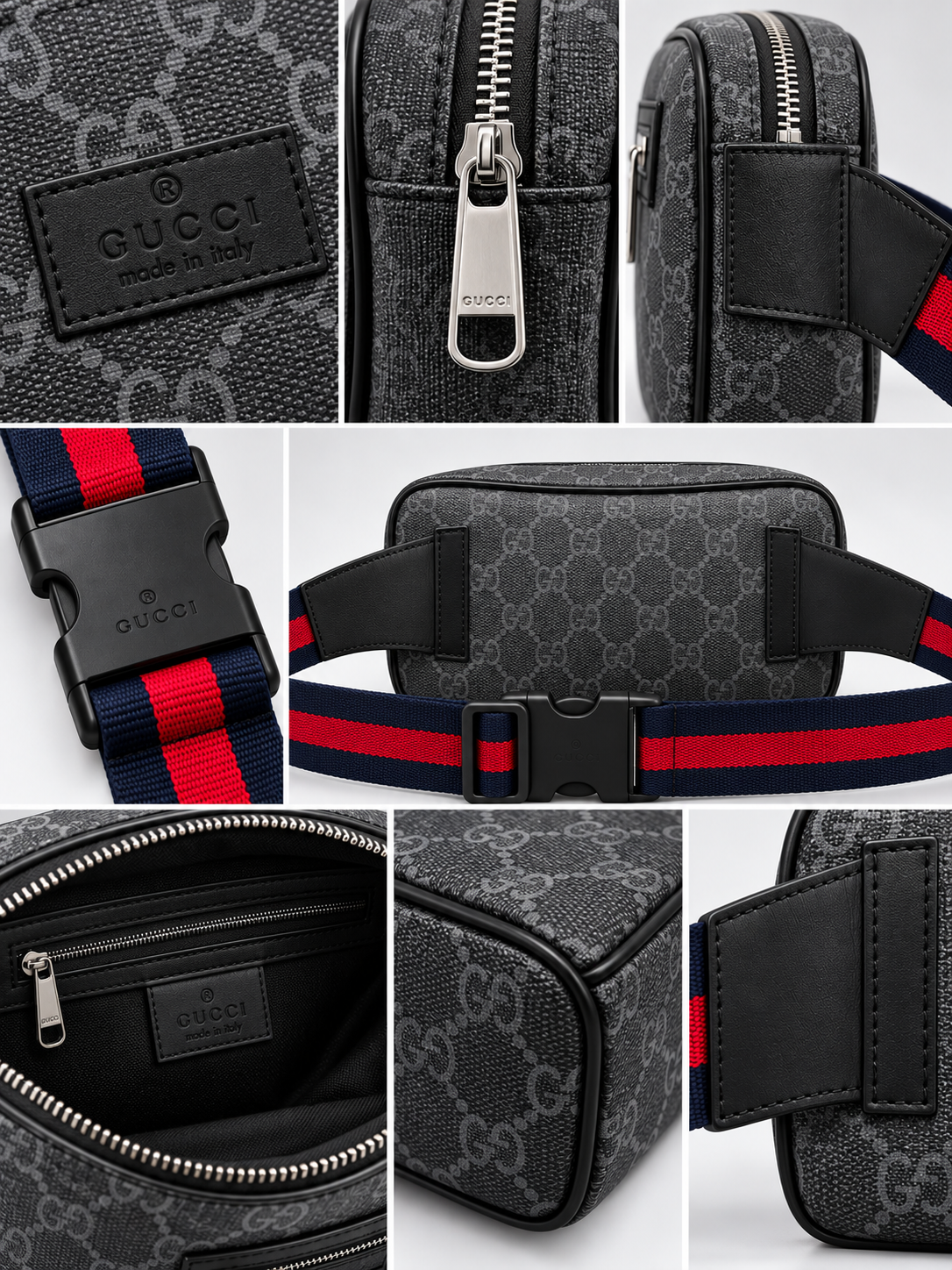 Gucci - Γκρι/Μαύρο - Τσαντάκι Μέσης - Δερμάτινο - Image 2