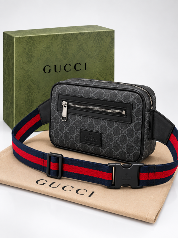 Gucci - Γκρι/Μαύρο - Τσαντάκι Μέσης - Δερμάτινο