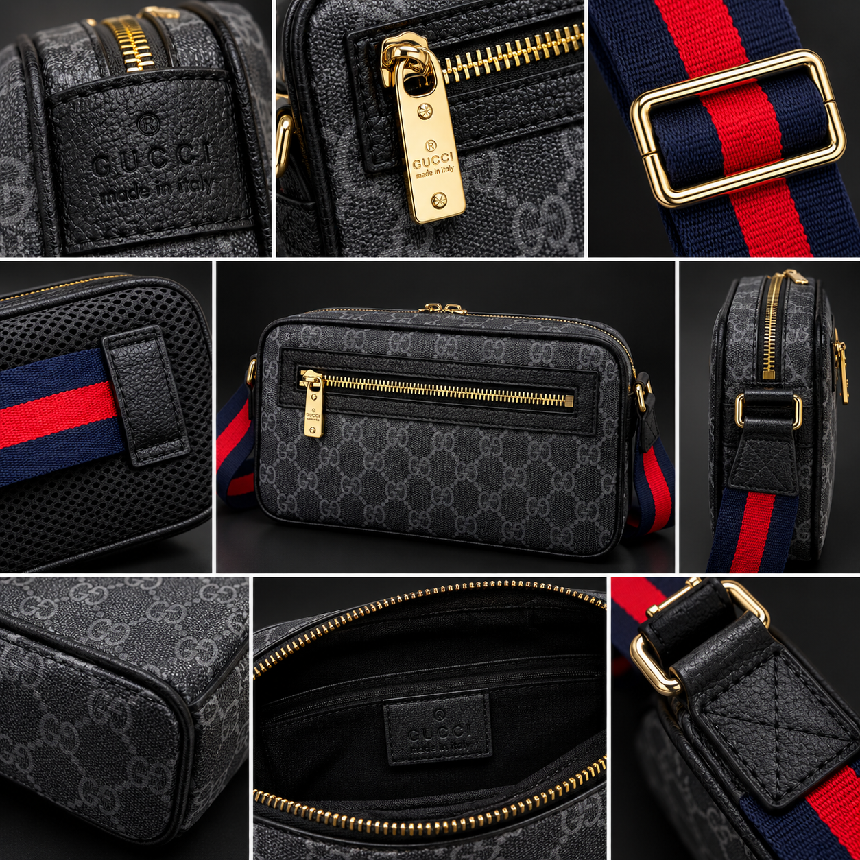 Gucci - Γκρι/Μαύρο - Τσαντάκι Μέσης - Gold Edition - Δερμάτινο - Image 2