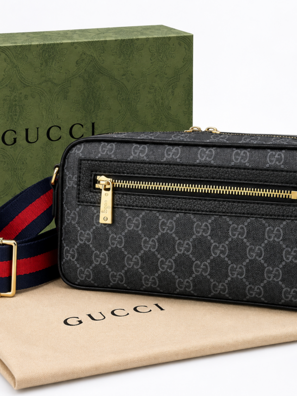 Gucci - Γκρι/Μαύρο - Τσαντάκι Μέσης - Gold Edition - Δερμάτινο